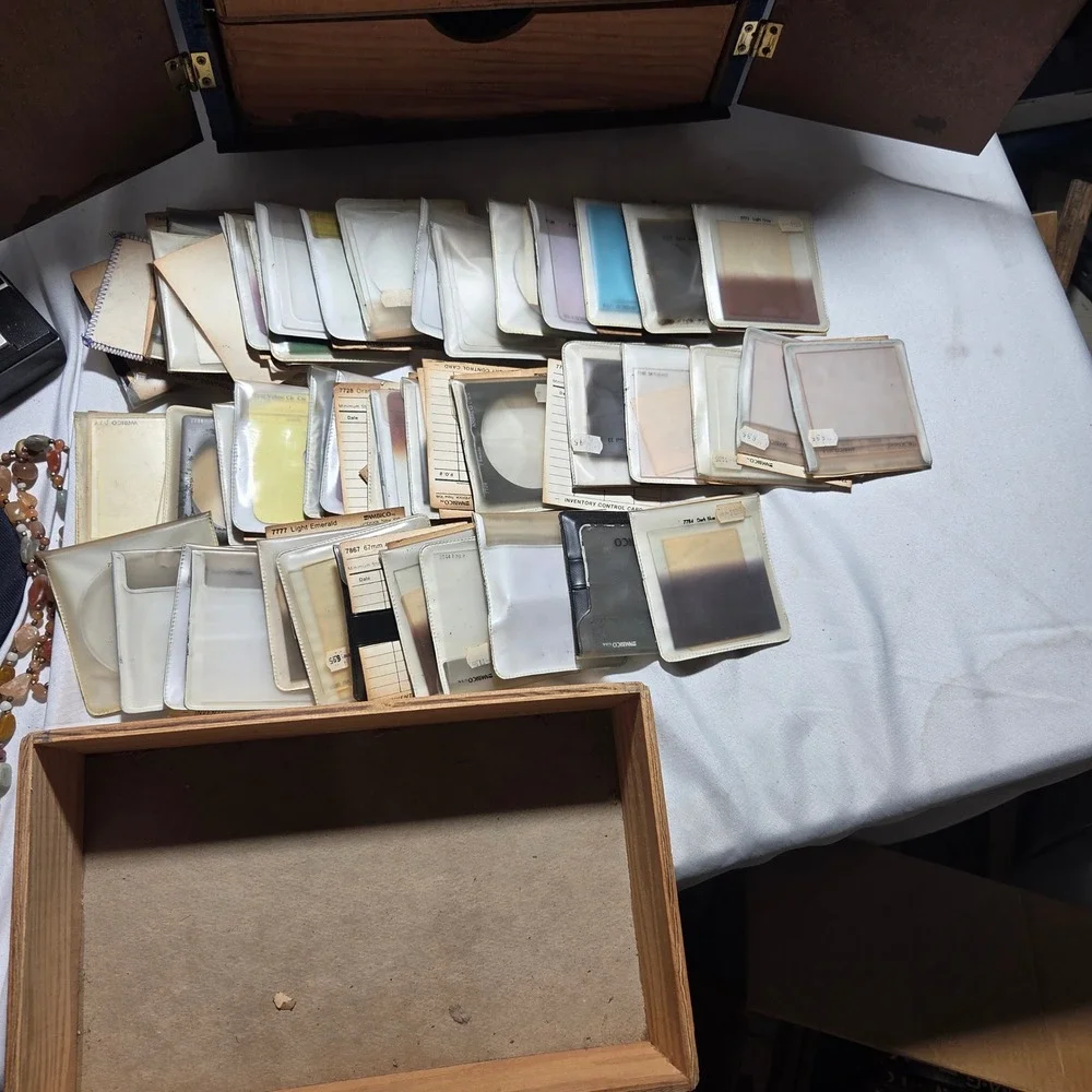 Vintage AIC Soligor Optical Filter Wooden Storage Cabinet 4 Drawers With Filters